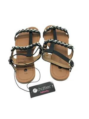 Chatties Womens Sandals Ankle Strap Chain Detail Faux Leather Black Size 7/8 thumbnail 3