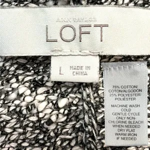 Black & White Marled Cotton-Blend Cardigan Women's L | Open Front thumbnail 4