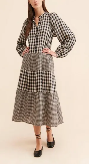 Anthropologie little lies Contrast Gingham Dress size small thumbnail 1