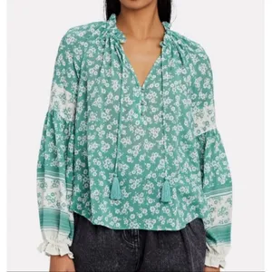 Veronica Beard Kalina silk floral boho blouse size 4 thumbnail 2