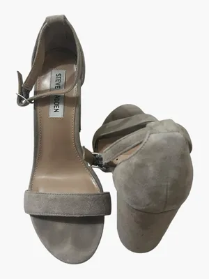 Steve Madden Suede Ankle-Strap Carrson Block Heel Sandals - Taupe thumbnail 5