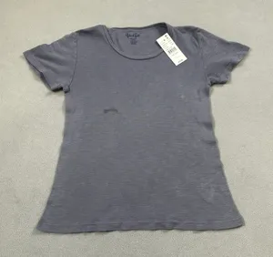 NWT John Galt Cropped Shirt Dark Blue Womens 1 SZ Cotton Blend Short Sleeve Tee thumbnail 1