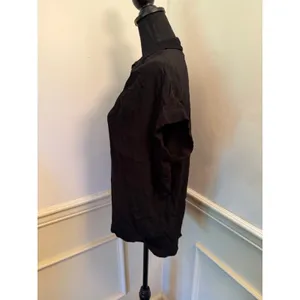 Madewell Central Drapey Shirt in True Black #F9367 Short Sleeve Button Blouse thumbnail 5