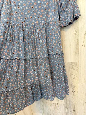 Altar'd State Womens XS Blue Floral Tiered Puff Sleeve Babydoll Dress thumbnail 5
