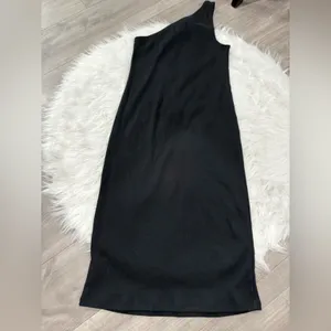 GAP Rib One-Shoulder Black Midi Dress Size M thumbnail 4