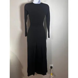 Banana Republic Aicha Maxi Sweater Dress Black Ribbed V-Neck Long Sleeve XXS‎ thumbnail 7