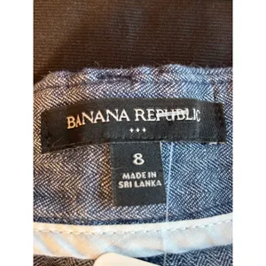 Banana Republic Blue Herringbone Chambray Linen Cotton Shorts Size 8 4in Inseam thumbnail 2