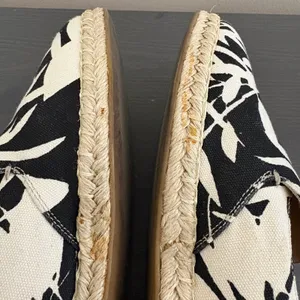 M.Gemi Espadrilles Agio 39.5 Black White Tropical Floral Print Slip On Loafers thumbnail 4