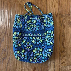 Vera Bradley blue green floral quilted backpack thumbnail 2