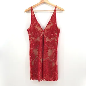 Free People Night Shimmers‎ Lace Sequined D Red thumbnail 11