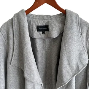 Harvé Benard Preppy Grey Wool Blend Tie Wrap Trench Coat Size Women's Medium thumbnail 2