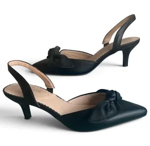 Isaac Mizrahi New York Bow Slingback Kitten Heels Black Size 7 thumbnail 1