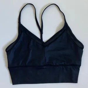 Gaiam Womens Black‎ Longline Mesh V-Neck T-Back Sports Bra WD0018EM Size Small thumbnail 1