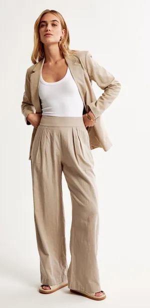 Abercrombie & Fitch Linen Blend Ultra Wide Leg Pant Size XS Short New with tag thumbnail 1
