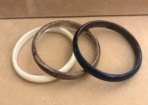 Set of 3 bangle bracelets in tan, brown, dark brown thumbnail 1