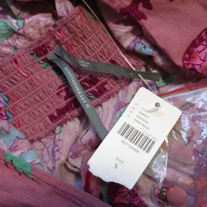 NWT by Anthropologie Ruffled Embroidered Maxi in Pink Floral V-neck Dress S thumbnail 10