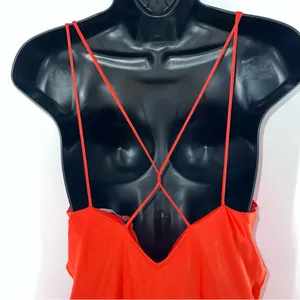 Zara Women’s Bright Orange Chemise Silky Satin Summer Slip Dress-Size L thumbnail 5