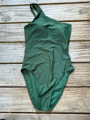NWOT Quince Italian one shoulder swimsuit palm extra small thumbnail 4