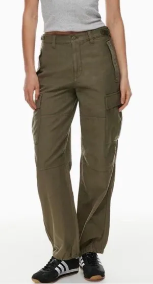 Aritzia TNA Surplus Cargo Pants Olive Green Wide Leg High Rise Women 10‎ 109819 thumbnail 1
