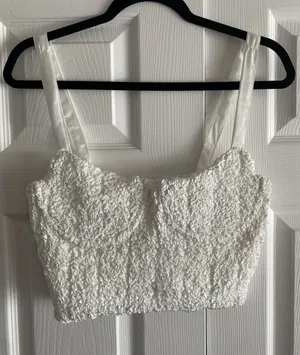 ASTR The‎ Label Popcorn Bustier Crop Top Womens Size S White Y2K NEW Coquette thumbnail 1