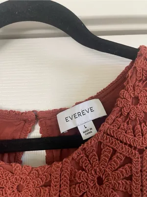Women’s Evereve Brooklyn Crochet Sleeveless Mini Dress Rust Size L thumbnail 4