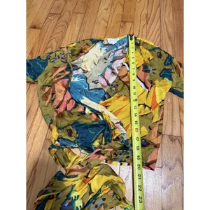 Sezane Anya Wrap Silk Blend Multicolor Tropical‎ Print V-Neck Blouse Size 34 thumbnail 9
