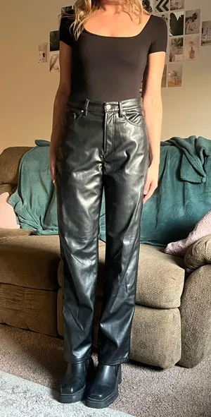 Black Leather Pants Size 6 thumbnail 1