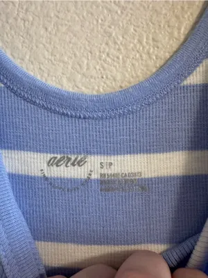 NWT aerie Blue and White Striped Scoop Tank thumbnail 2