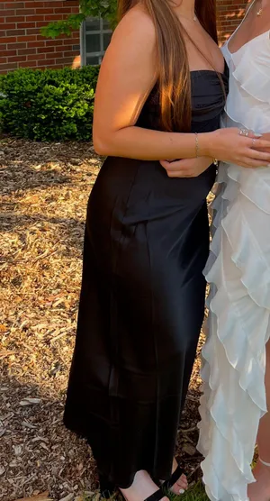 Beginning Boutique Strapless Satin Black Dress thumbnail 1