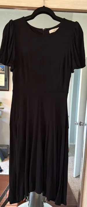 Loft Black Puff Short Sleeve Jersey Summer Dress size 2 thumbnail 1