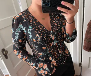 Free People black flower top thumbnail 1