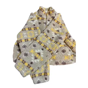Love Tree Fleece Jacket Geometric Print Zipper Closure L‎ thumbnail 4