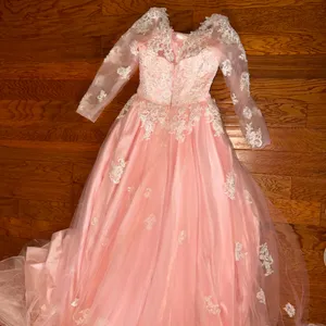 Pink Ball Gown/Prom Dress With Train thumbnail 6