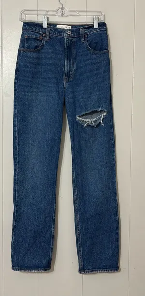 Abercrombie & Fitch The ’90s Straight Ultra High Rise Jeans Size 26 Distressed thumbnail 1
