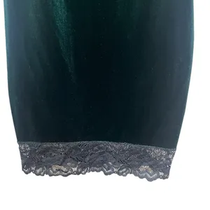 Windsor Velvet Lace Trim Mini Bodycon Dress Forest Green Whimsigoth Size M thumbnail 3