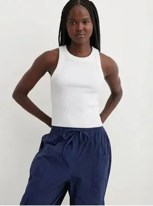Aerie Free Spirit White Ribbed Crop Tank thumbnail 1