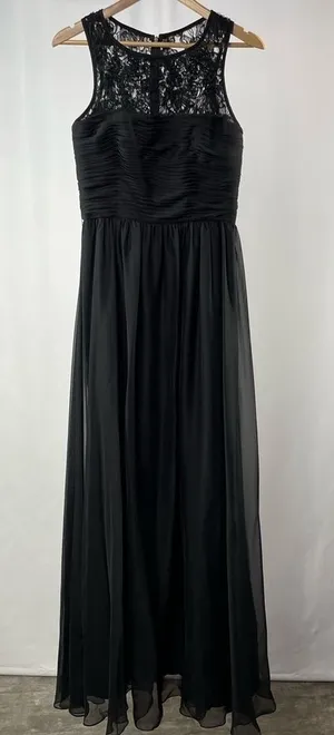 Monique Lhuillier Bridesmaids Sleeveless Lace Detail Gown in‎ Black Size 8 thumbnail 1