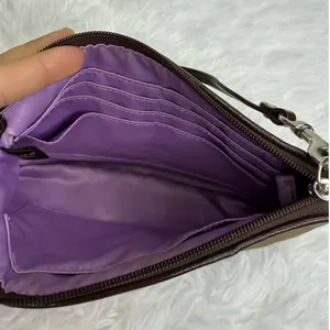 COACH Brown Signature Canvas Mini Purse Wristlet w/ Card Slots thumbnail 5