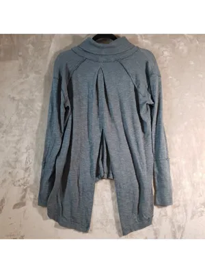 Free People We The Free Women's Knit Pullover Sweater Blue Cowl Neck Raglan Long Sleeve M thumbnail 2
