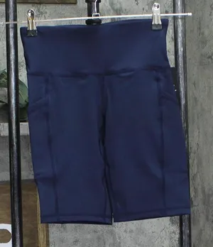 ID Ideology Womens Petite Compression High-Rise 10" Bike Shorts Navy Blue PP thumbnail 1