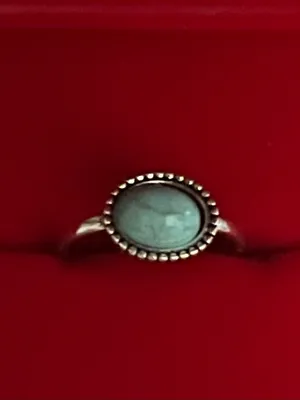 Boho/Vintage Design Stainless Steel Silver Faux Turquoise Ring Size 6 thumbnail 2