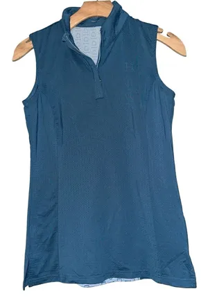 Hadley Sunshield Size S Teal Blue Horsebit Back Panel Riding Zip Sleeveless Top thumbnail 1