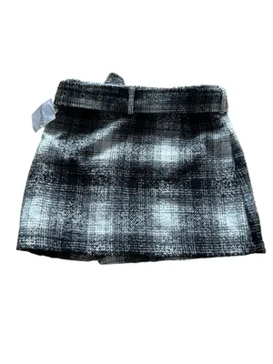 Forever 21 Black Gray White Belted Mini Skirt Medium thumbnail 2