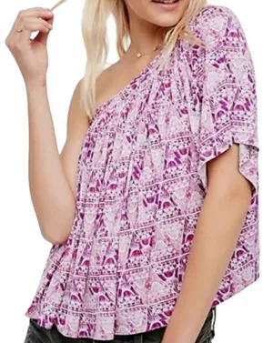 Free People Anthropologie Ocean Avenue‎ Blouse Top Shirt Asymmetrical Shoulder S thumbnail 1