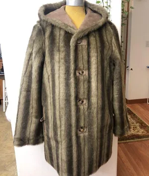 Dennis Basso Coat Reversible Faux Suede Fur Mink Brown Hooded thumbnail 6