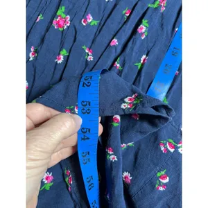 Abercrombie & Fitch Floral Maxi Dress Navy Slip Spaghetti Strap Women M‎ thumbnail 9