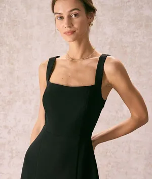RIHOAS The Black Square Neck Sheath Midi Dress thumbnail 2