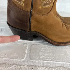 Justin Boots Cowboy Boots Bay Apache Womens Girls 5 Brown‎ Leather Western Embroidered thumbnail 3
