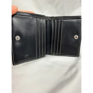Coach Black Signature Jacquard Leather Tri-fold Buckle Wallet Vintage Y2K thumbnail 3