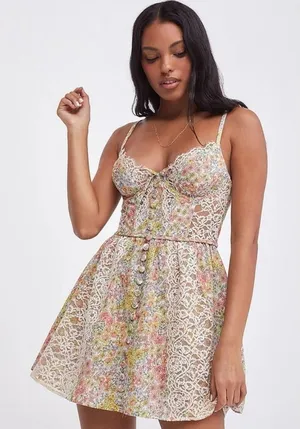 Rare For Love and Lemons FL&L Esme Mini Dress Size XL Bustier Fairy Floral Party thumbnail 1